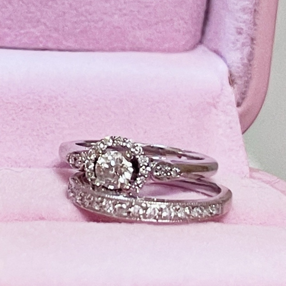 Elegant white gold 14k solid gold Ring Set